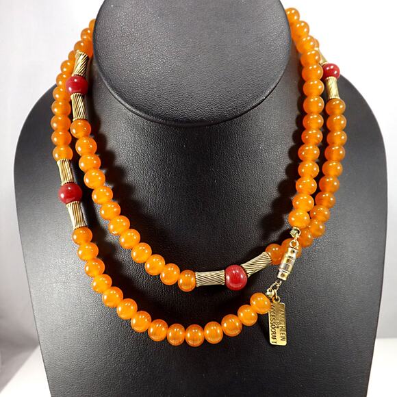 Vintage Anne Klein for Accessocraft Necklace Beaded Early 1970s Art Glass - Picture 10 of 10